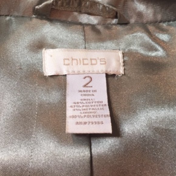 CHICO'S Buttoned Rain Jacket w/Pockets Packable Washable Size 2 - Picture 11 of 11